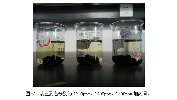 图-2  从左到右分别为1200ppm、1400ppm、1800ppm加药量